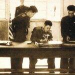 North Korean delegate signing the Korean Peninsula Armistice Agreement